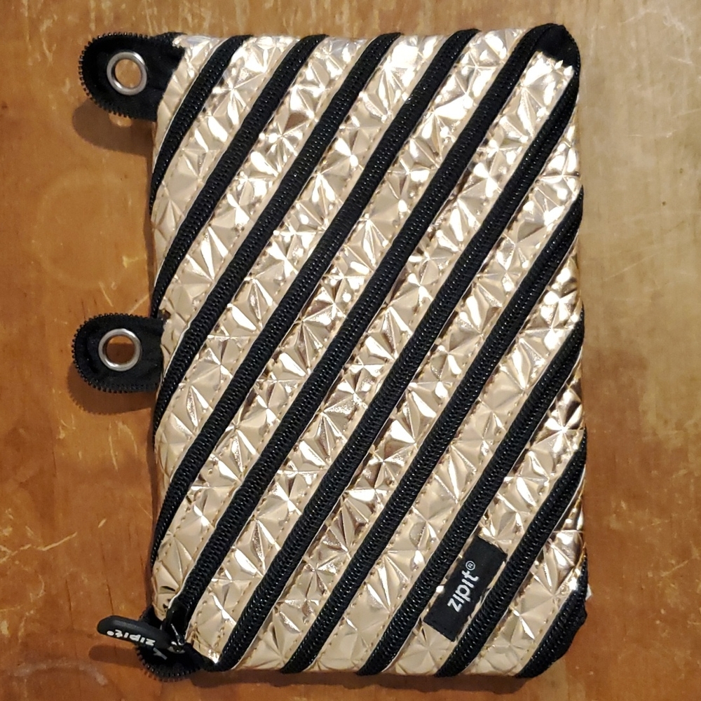 NEW Zipit Metallic makeup / travel bag / pencil case NEW